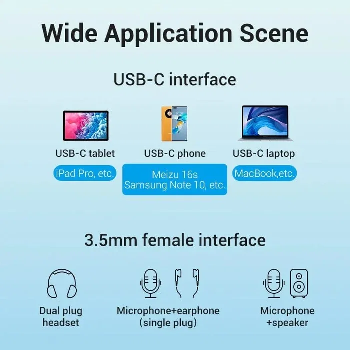 CONVERSOR USB-C/M A 2xJACK 3.5/M 0.30 M GRIS VENTION